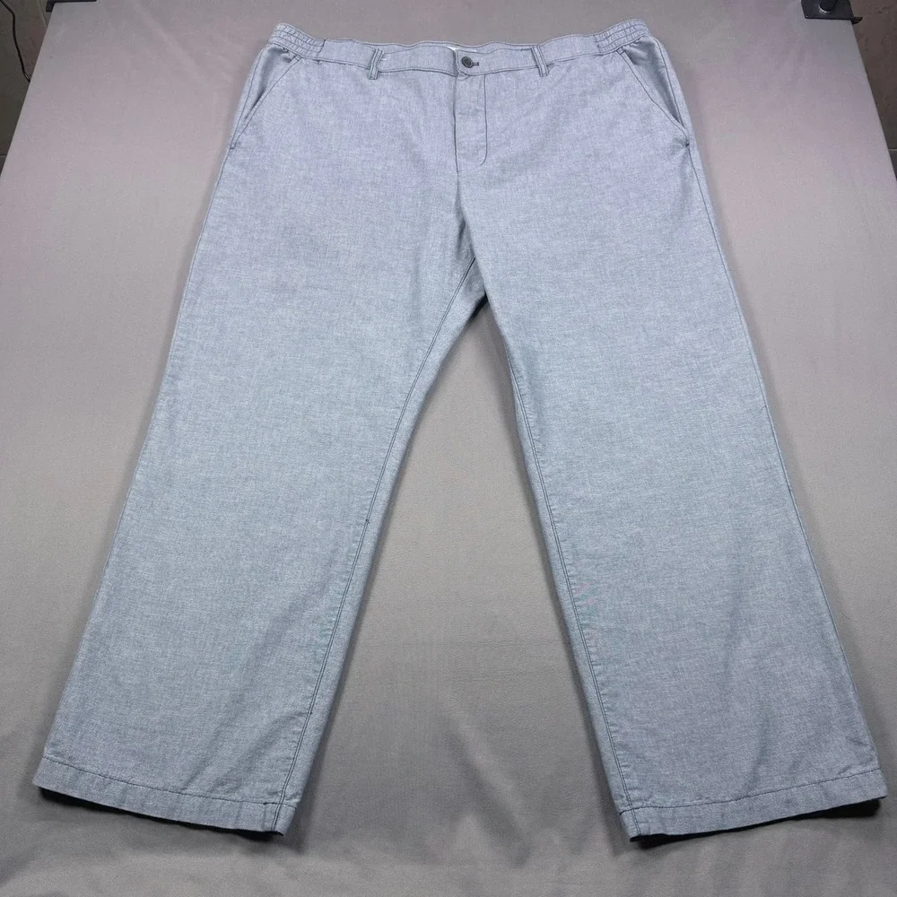 Goodfellow Mens XXL Blue 100% Cotton Elastic Waist Straight Leg Casual Pants